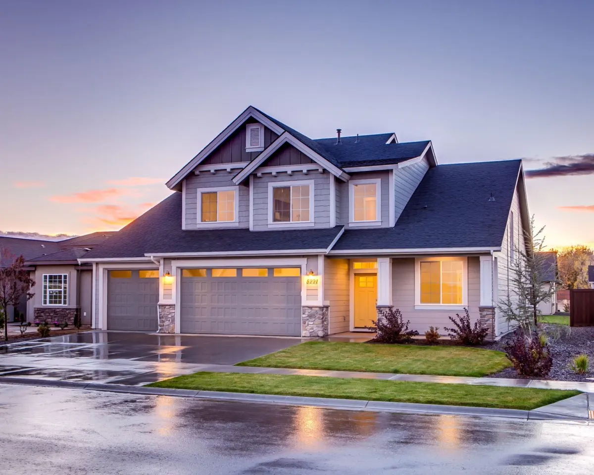 Craftsman-style home at dusk