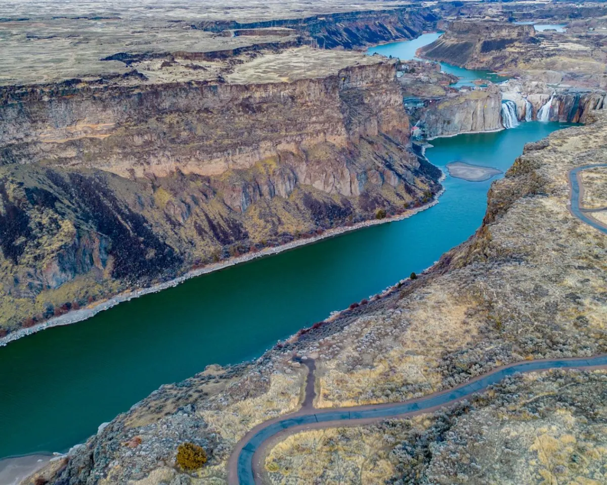 Aerial view of the Snake River Canyon at Twin Falls, Idaho
